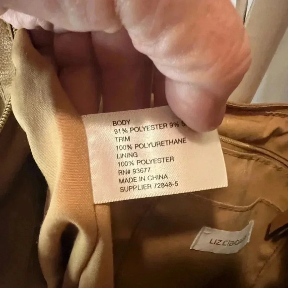 Liz Claiborne FAITHE Top Zip Shoulder Bag Purse Tan - Picture 12 of 12